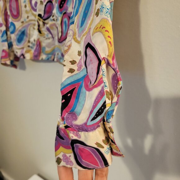 Forenza Vibrant Paisley Blouse in Pink, Blue, and Cream - Picture 7 of 9